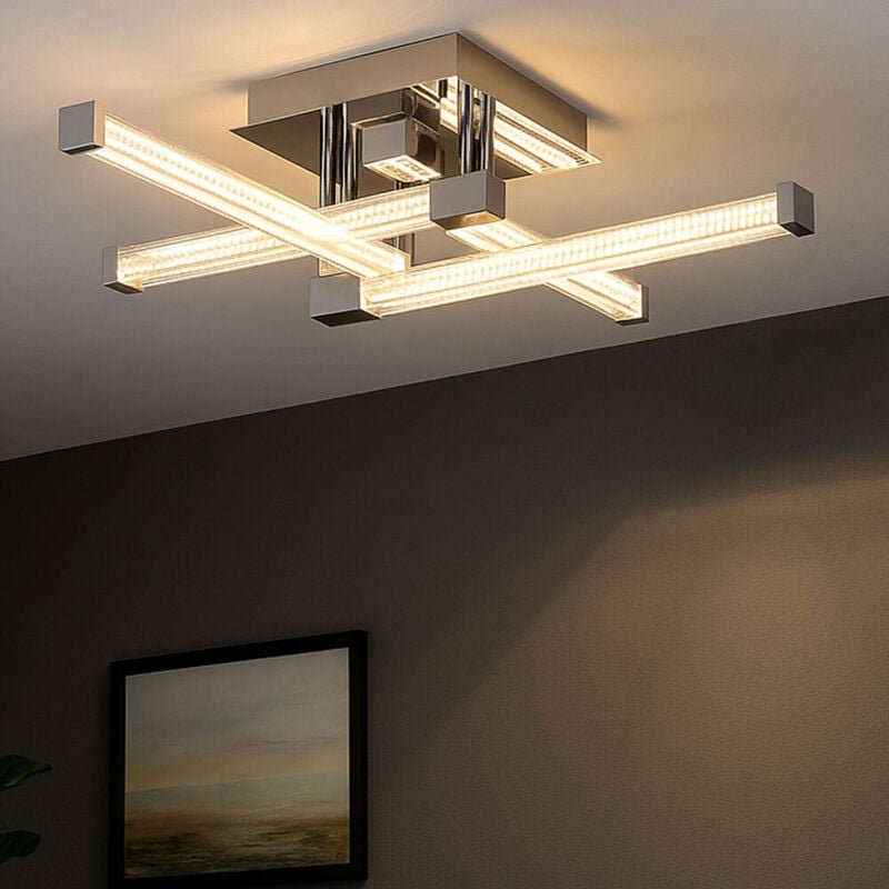 25,6 Watt led Decken Leuchte Glas Stäbe Wohnraum Lampe Beleuchtung Globo 68064-4