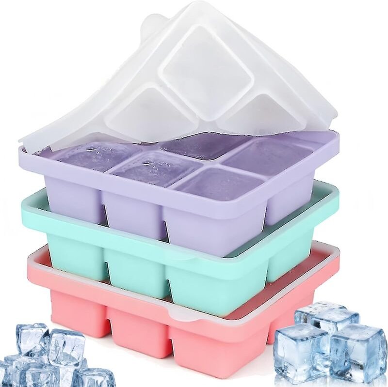 3-teiliges, stapelbares und spülmaschinenfestes Set aus quadratischen Püreebehältern mit Deckeln und 6 Fächern, auch zum...