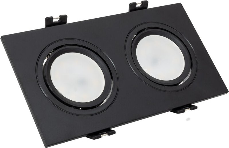 Efectoled - Downlight Einbaustrahler Eckig Schwenkbar GU10 6W Schnitt 75x150 mm pc No Flicker 3000K Schwarz Warmweiß
