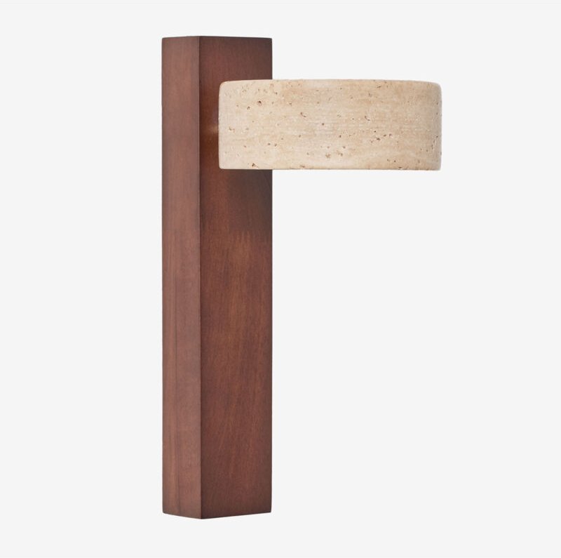 SKLUM LED-Wandlampe schwenkbar aus Holz und Travertin Davise Travertine