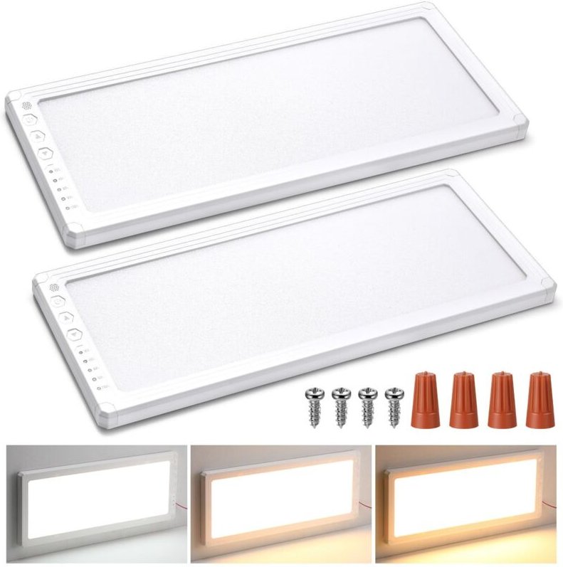 Set mit 2 Innenleuchten für Wohnmobile, 16,7 x 6,6 cm, 156 LEDs, 1200 lm. 12-V-LED-Deckenleuchten für Wohnmobile mit 5 D...