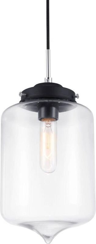 Tube - Industrie- und Retro-hängender Anhänger Schwarz 1 Licht mit klarem Schatten, E27 - Italux