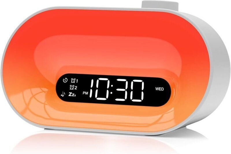 Sonnenaufgangs-Simulator-Wecker, Morgenwecker mit 7 Klingeltönen, 30 beruhigenden Klängen, 2 Alarmen, Schlummerfunktion,...