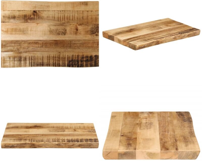 Tischplatte mit Baumkante 50x40x3,8 cm Raues Mango Massivholz - Mangoholz - Baumkante