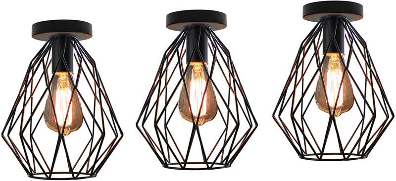 Axhup - Industriell Deckenlampe in Käfigform Moderne Deckenleuchte Metall E27 Lüster für Schlafzimmer Küche Wohnzimmer F...