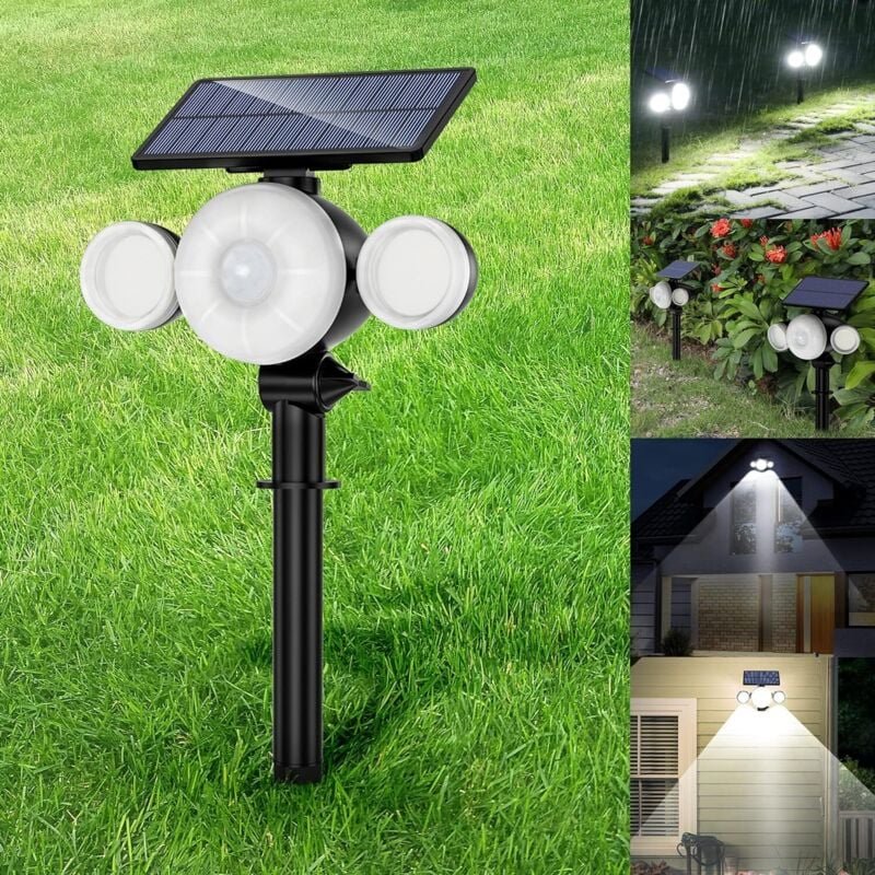Lampe Solaire Extérieur Jardin Ultra Puissante 88LED avec Détecteur de Mouvement Etanche IP65, Eclairage Spot Solaire Ex...