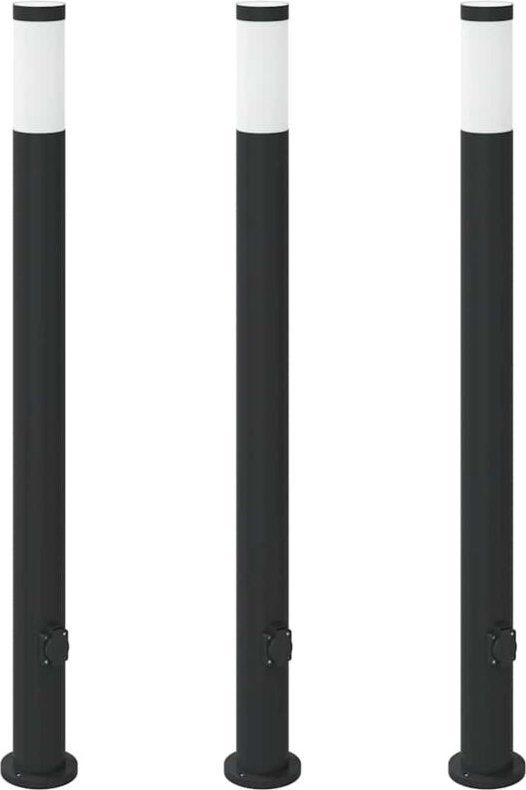 Pollerleuchten mit Auslass 3er 110 cm Edelstahl IP44 vidaXL