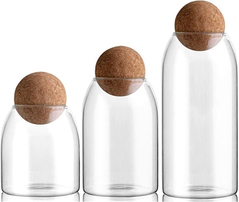 DOLASO 3-teiliges Glasgefäß mit Deckel – Küchen-Vorratsgläser, Behälter-Set mit Deckel, luftdichte Behälter für Nudeln, ...