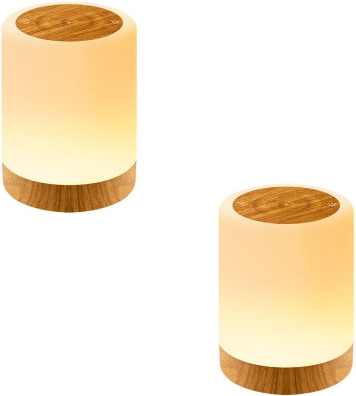 2-teilige LED-Nachttischlampe – Touch-Nachttischlampe – 7 Farben – 3 Modi – USB-aufladbar – Timerfunktion – Kabellose Na...