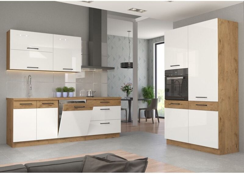 Küchen Preisbombe - Küche vigo Hochglanz weiß Lancelot 220 + 120 Küchenzeile Küchenblock Einbauküche