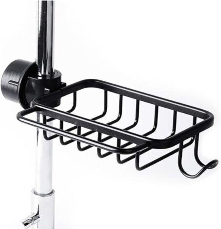 LaBlanc – Wasserhahn-Schwammhalter mit Haken, Aluminiumkorb, Aufbewahrungsregal für die Küchenspüle, Duschablage, Seifen...