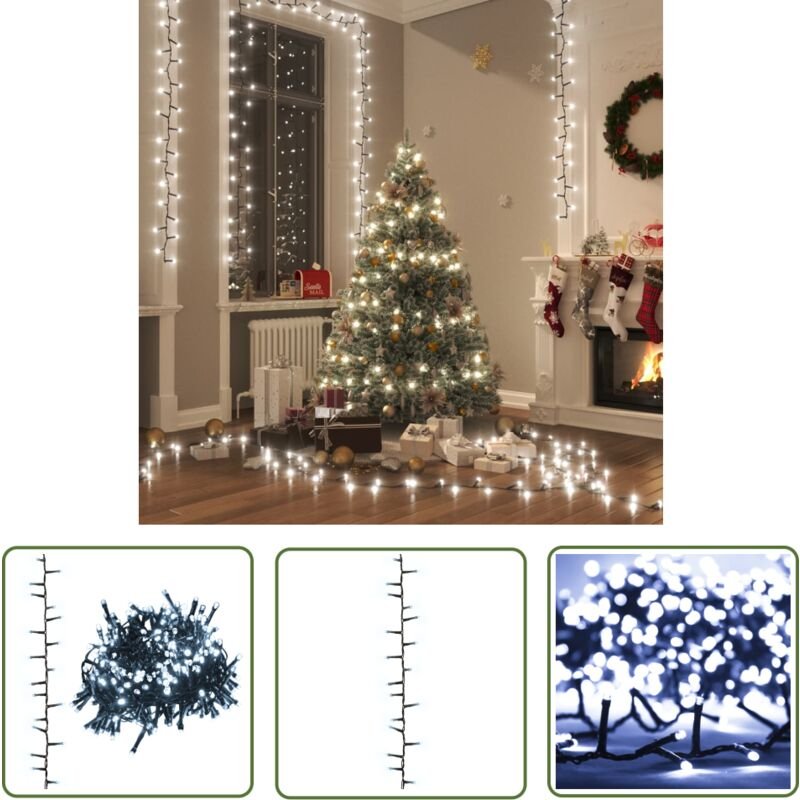 The Living Store - LED-Lichterkette mit 1000 LEDs Kaltweiß 25 m pvc - Weihnachtsdeko - LED-Lichtringe - Lichterkette - I...