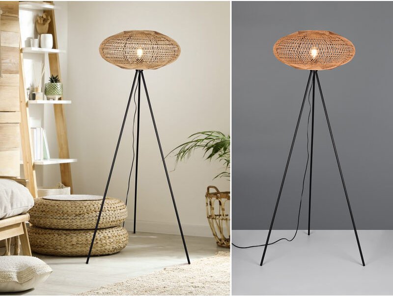 Stehleuchte hedda Dreibein mit Korbgeflecht aus Sisal, Höhe 150cm