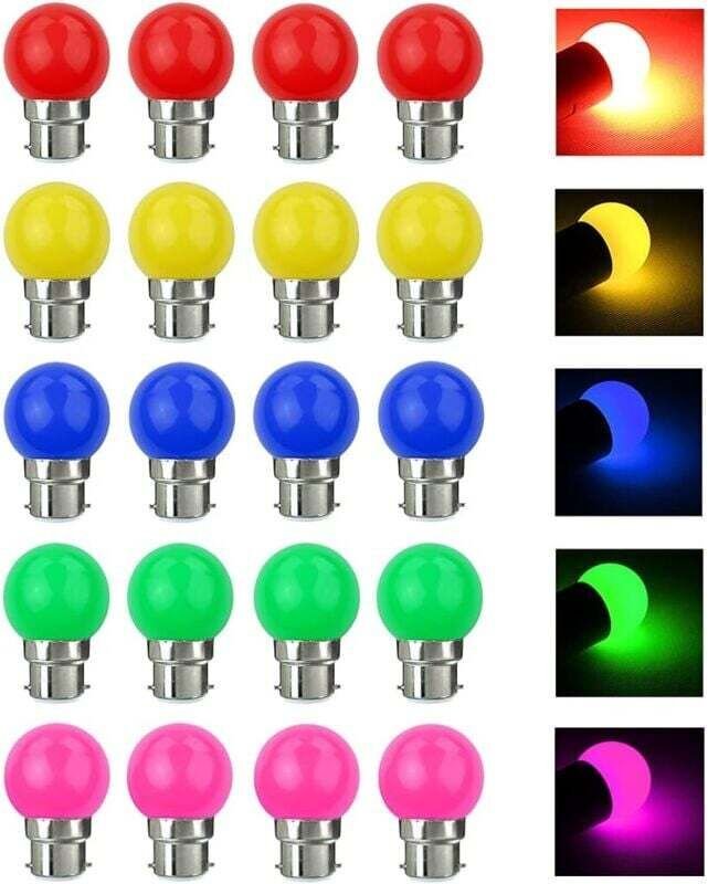 B22 3W LED-Lampen, entspricht 30W, 240LM, Bajonettfassung, mehrfarbige Lichterkette für Zuhause, Bar oder Party - 20 Stü...