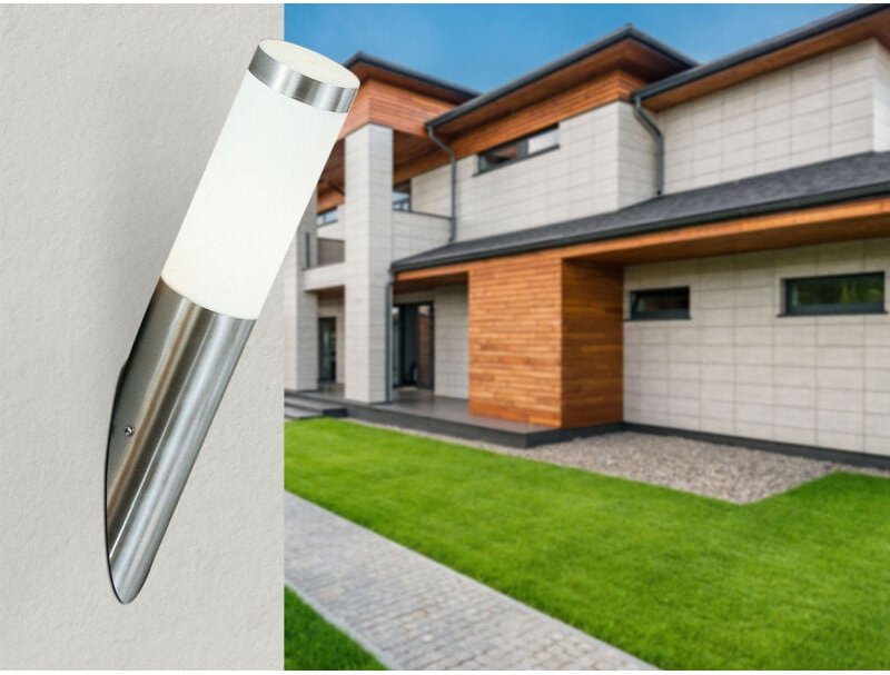 Außenwandleuchte boston aus Edelstahl in Silber, Höhe 39cm