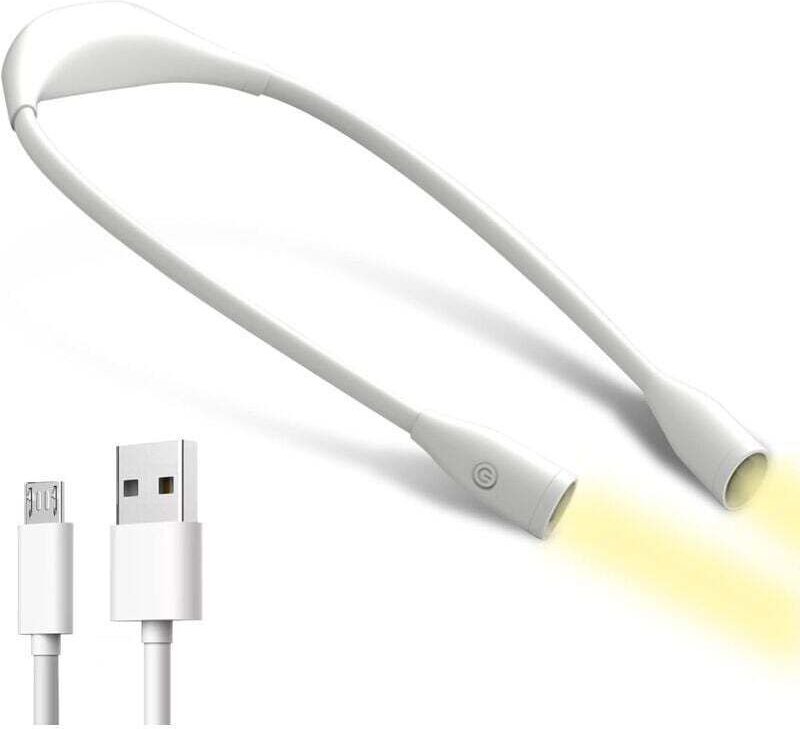 Wiederaufladbare LED-Leselampe mit Nackenleuchte, 3-farbig verstellbarem Armlicht zum Lesen, Stricken, Nähen, Campen und...
