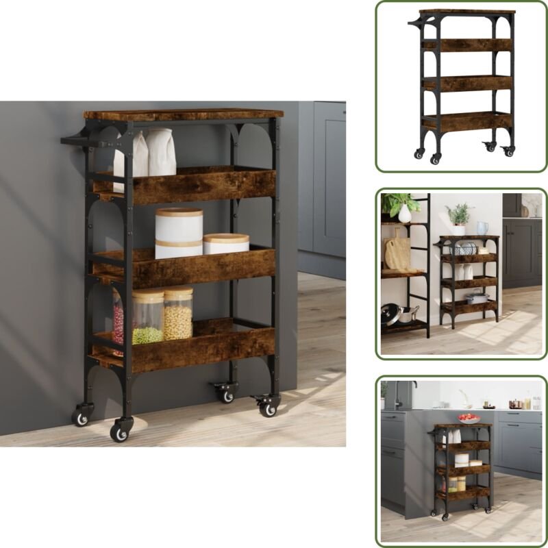 vidaXL Küchenwagen Räuchereiche 53x20x76 cm Holzwerkstoff