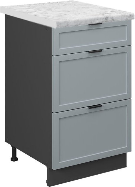 Vicco - Küchenschränke Fame-Line, Hellblau-grau, 50 cm , ap Marmor