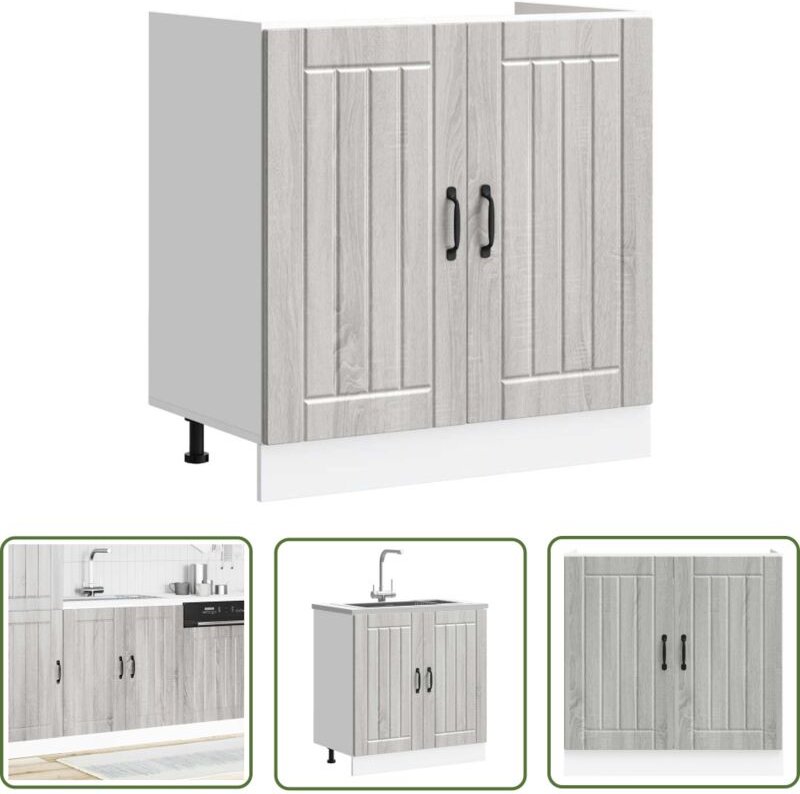 The Living Store - vidaXL Spülenunterschrank Lucca Grau Sonoma Holzwerkstoff