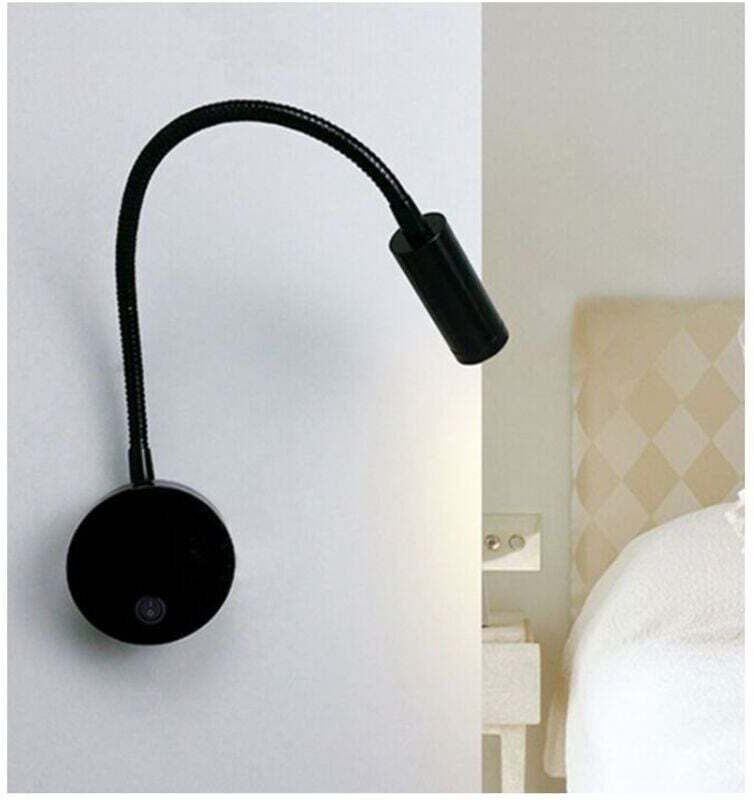 3 W LED-Nachttisch-Leseleuchte, flexible Schwanen-LED-Leseleuchte (schwarz), Wandleuchte, LED-Leseleuchte mit Schalter, ...