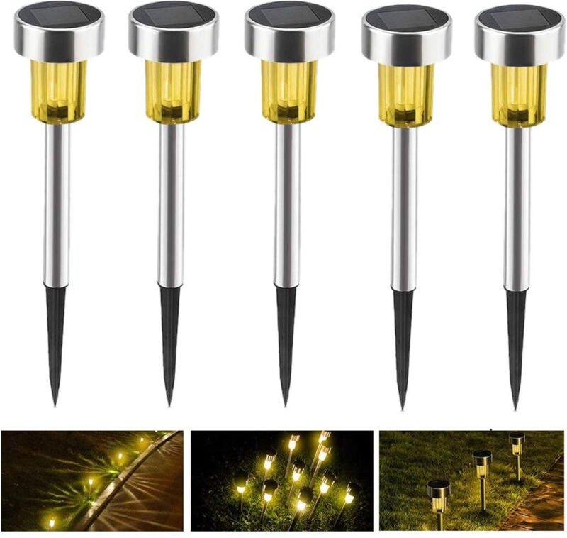 Led Solar Gartenleuchte, Energiesparende Wegeleuchte Edelstahl Wasserdichte Solarlampe für Gartenrasen im Freien (Warmwe...