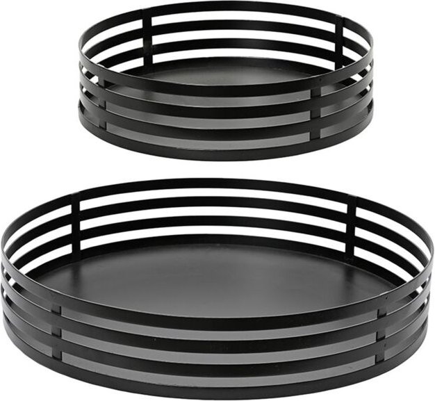 Set aus schwarzen Eisentabletts ø38 und ø28 cm, 2 Einheiten