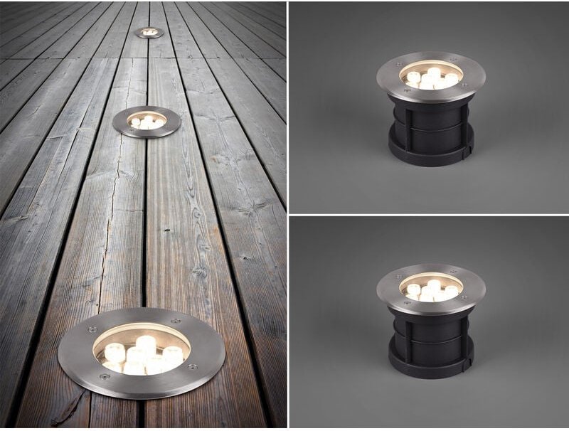Trio Leuchten - led Bodeneinbauspot rund 2er Set Edelstahl Ø16cm IP65 Bodenstrahler für Einfahrt