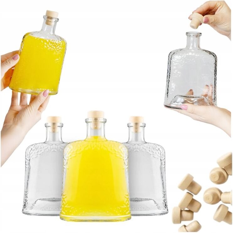 5x Glasflaschen ICE 500ml mit Korken für Liköre, Weine, 0,5l