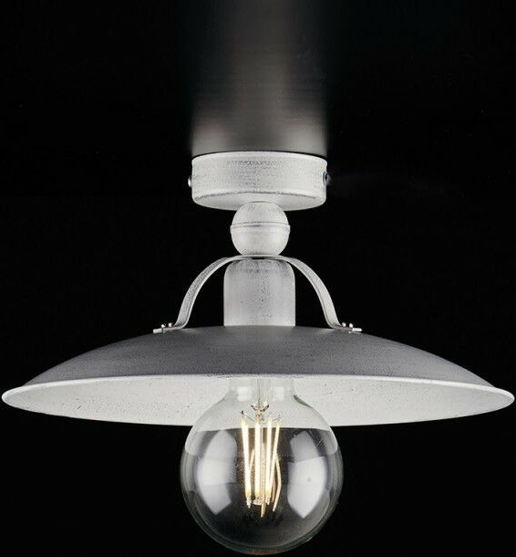 Bonetti Illumina - Industrielle Deckenleuchte Minimal Eisen Weiß Silber 30x H14 cm