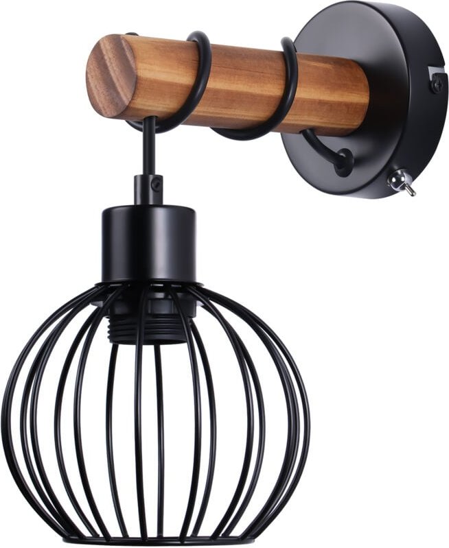 Thumbnail - Tischlampe Wohnzimmer Vintage Tischleuchte Holz: Schwarz Nachttischlampe 1 flammig im Industrial Design aus Metall E27 F...