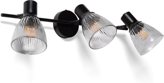 Wandleuchte Metall und Glas Aron 3 Strahler Schwarz