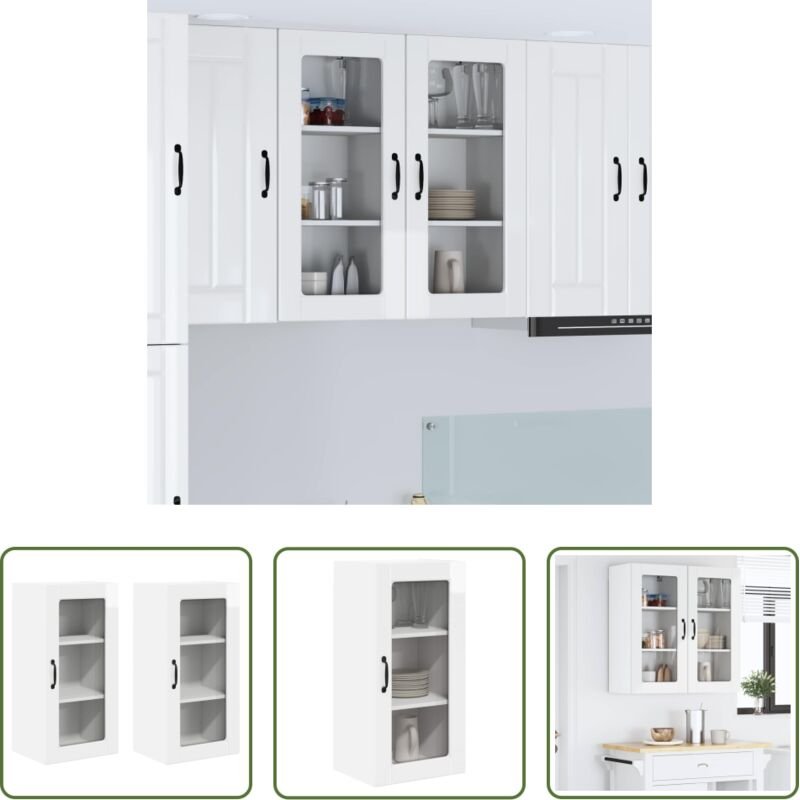 Küchenwandschrank - Küchenschrank 2 pcs Hochglanz Weiß 40 x 31 x 80 cm