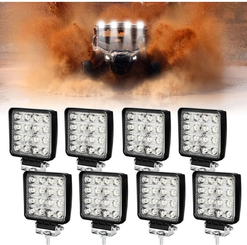 Randaco LED Arbeitsscheinwerfer 48W LED Scheinwerfer Rechteck IP67 Wasserdicht 12V 24V für LKW,Offroad, SUV, ATV,traktor...