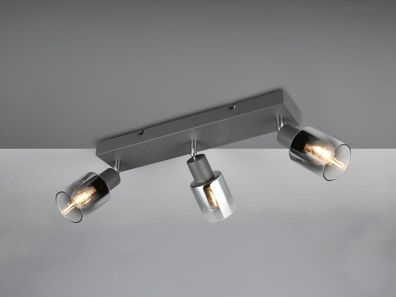 Reality Leuchten - 3-flammiger Deckenstrahler cadiz mit Chrom Glasschirmen, Breite 42cm