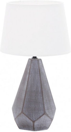 Fabrilamp - ibi keramik tischlampe 1xe27 schwarz lampenschirm weiss 43x24,8x24,8 cm