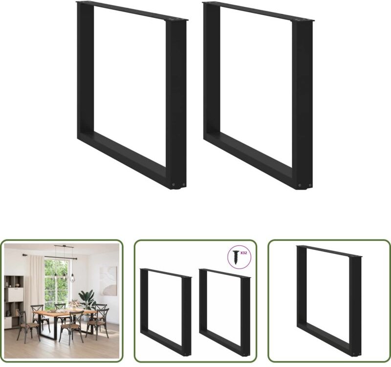 Esstischbein - Esstischbeine U-Form 2 Stk. Schwarz 100x(72-73) cm Stahl