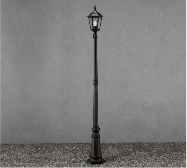 Konstsmide - Gartenlaterne firenze, Aluminium schwarz, inkl. Pfahl und Fundament