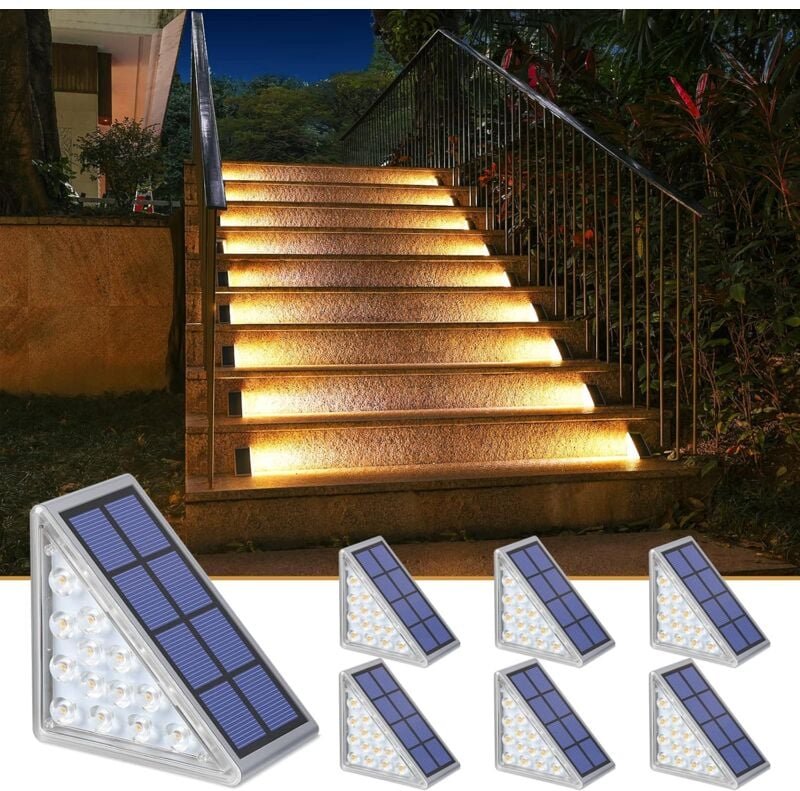 6er-Pack Solarleuchten für Treppen, Stufen, Terrassen, Einfahrten, Veranden, Haustüren und Gehwege (warmes Licht)