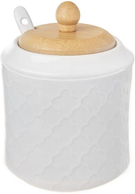 Orion - Sugar bowl in porcelain and bamboo for serving and storage 874149