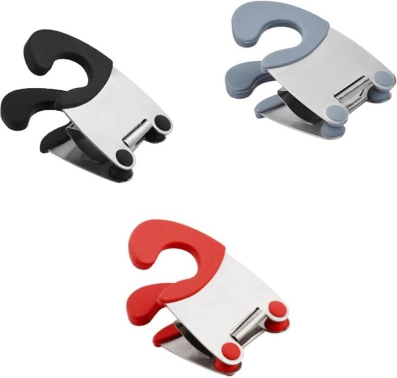 CCYKXA 3er-Set Löffelclips aus Edelstahl für Töpfe und Pfannen, hitzebeständiger Gummilöffelhalter, vielseitiges Küchena...