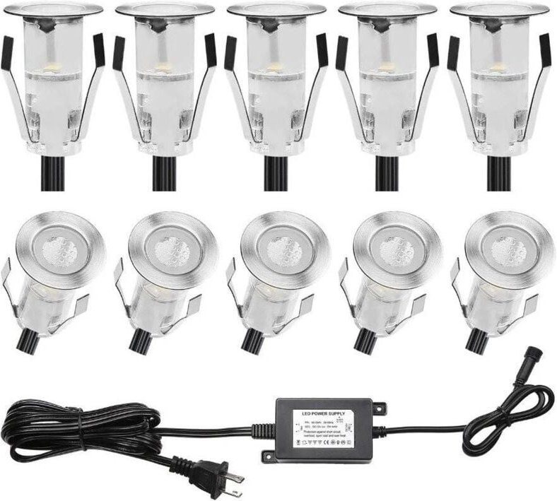 Kit 6 LED-Einbaustrahler für Treppen oder Boden 0,4W 12V-DC IP67