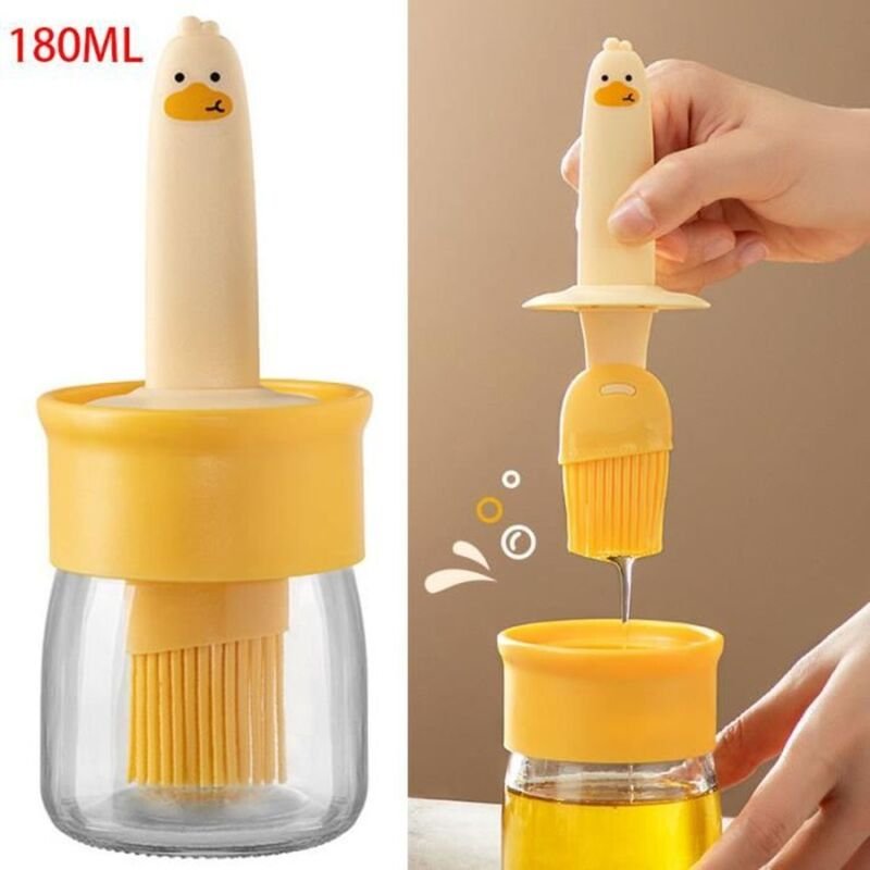 Küchenbürste, Silikonölpinsel, Backpinsel, Glasbehälter für Öl, Olivenölspender, für Crêpes