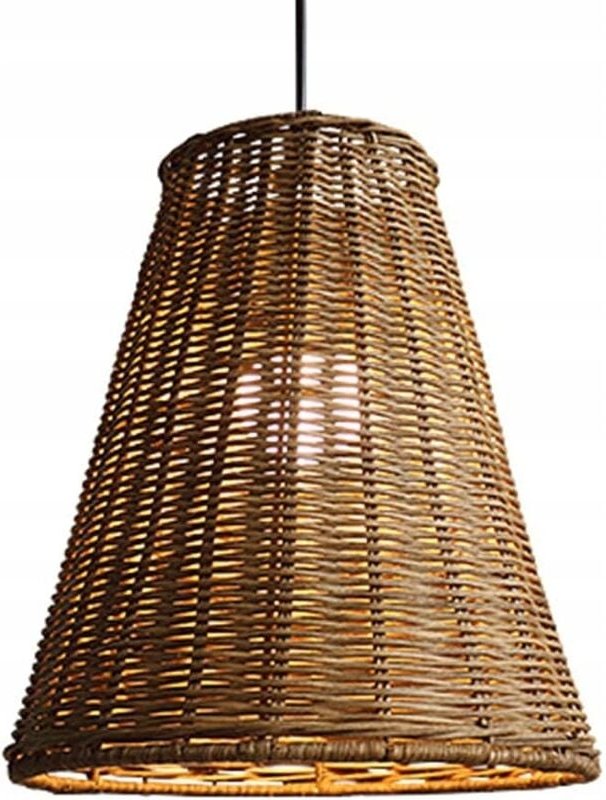 Geflochtene Bambus-Pendelleuchte, Maße: D2318 cm, Schwarze Basis, E27-Fassung, 1,2 m Aufhängungskabel (ohne Lichtquelle)...