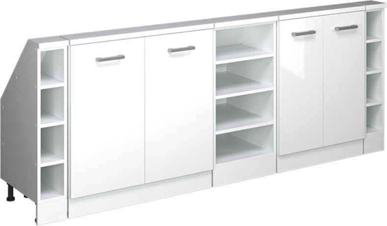 Dachschrägenschrank Rion, Weiß/Weiß Hochglanz, 5er Set, Vicco