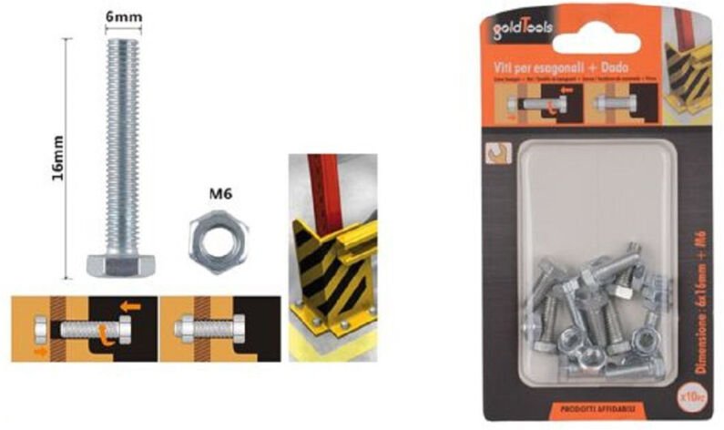 Trade Shop Traesio - Trade Shop - set 10 pz view for exteralth 6X16MM mit daid M6 90914 -