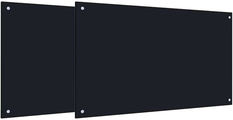 Küchenrückwand 2 pcs Schwarz 100 x 60 cm Gehärtetes Glas vidaXL
