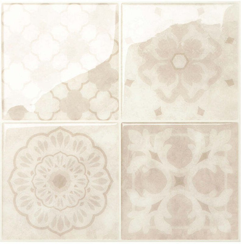 Smart Tiles 4 selbstklebende Rückwand - Vintage Venezia Beige - Zementfliesen-Effekt - 22,86 cm x 22,86 cm