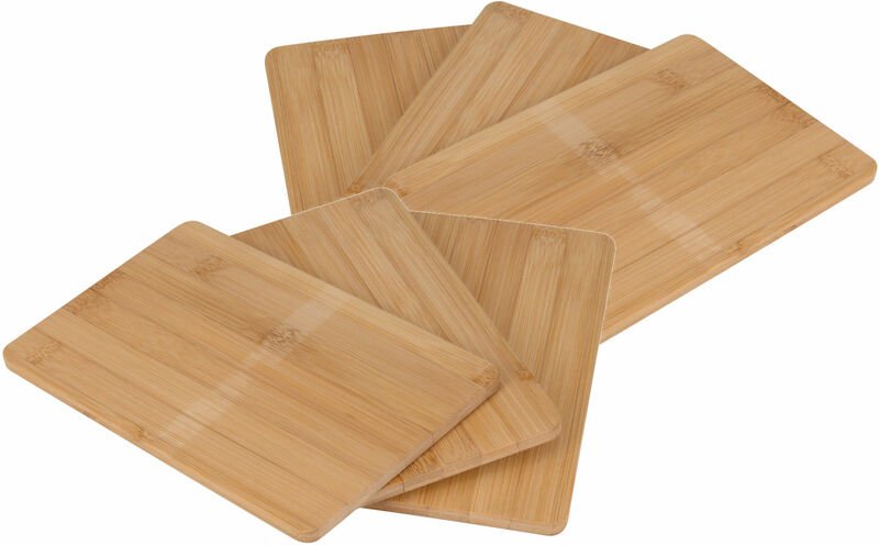 Bambus Schneide Brettchen - 6er Set - Holz Küchen Frühstücks Sertvier Brett