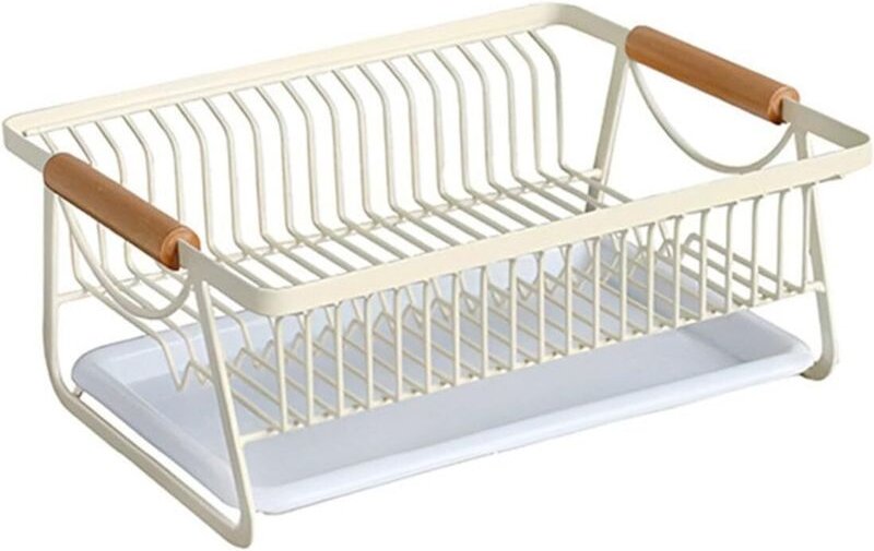 Weißer Besteckabtropfer mit herausnehmbarer Abtropfschale, Besteckabtropfer für die Arbeitsplatte
