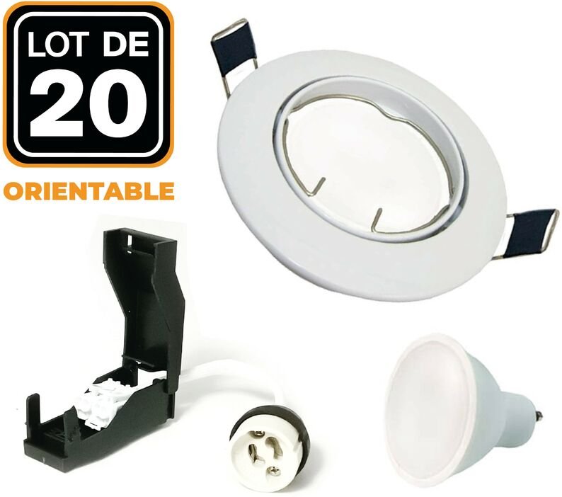 Europalamp - 20 Einbaustrahler schwenkbar weiß GU10 led 5W eqv. 40W Kaltweiß 6000K